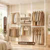 Perchero de suelo a techo, no requiere taladrar, extensible, adecuado para dormitorios, balcones y uso en interiores, con diseño reforzado y engrosado, para colgar ropa y almacenar artículos, producto transfronterizo