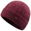 Gorro de invierno para mujer de mediana edad y ancianas, forrado de polar, cálido, gorro de lana tejido, adecuado para madres, abuelas y mujeres mayores, gorro de algodón estilo pullover