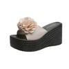 Estilo Coreano Nuevo Verano Exportación Talla Grande Sandalias de Playa para Mujer Tacones Altos Suela Gruesa Flor Exterior Zapatillas de Plataforma Wish