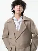 Nueva colección de otoño de Tangkezhe de gabardinas y chaquetas de corte holgado, de longitud media y doble botonadura, abrigos para hombre de moda estilo coreano, al por mayor