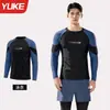 Top de Natación para Hombre Yuke, Corte Holgado, Anti-Vergüenza, Secado Rápido, Camisa de Manga Larga para Nadar y Bañador de Natación Set