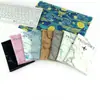 Funda Protectora para Libreta de Ahorros de Cuero Mármol Transfronteriza Bolsa para Libreta de Ahorros de Cuero PU Portafolio para Libreta con Película Transparente de un Solo Borde