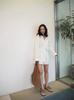 Estilo Grulla Seca Primavera y Verano Simple Refrescante Casual Lel Aire Cómoda Camisa Ancha Top de Aspecto Delgado Traje de Pantalón