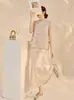 Conjunto de Moda para Mujer P0107 - Chaleco con Bordado Pesado, Lentejuelas y Cuentas de Nuevo Estilo Primavera/Verano + Falda de Tirantes de Acetato