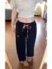 Pantalones Casuales de Retazos a Cuadros Más Vendidos para Mujer Nueva Colección Primavera Temprana Retro Americano con Puño Largo hasta el Suelo Deportivos de Chándal Pierna Recta Pierna Ancha