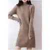 Vestido Suéter de Punto para Mujer 2026, Nuevo Otoño/Invierno, Corte Holgado, Longitud Media, Cuello Semi Alto, Rojo, Suéter Vestido Año del Zodiaco