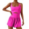 Mono de Ropa para Mujer Todo en Uno 2024 con Hermoso Diseño en la Espalda, Tirantes Dobles, Ajustado, Mono Deportivo de Yoga para Mujer con Shorts y Tirantes