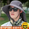 Sombrero de Sol para Hombre, Sombrero de Pescador de Verano con Ala Ancha para Protección Solar, Sombrero de Montañismo para Cubrir el Rostro al Aire Libre, Sombrero de Sol con Protección UV, Sombrero de Pesca