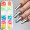 Lentejuelas de Arte de Uñas Cyber Rojo Lentejuelas de Hoja de Arce Láser Otoño Venta al por Mayor DIY Tira Larga 12 Cuadrículas Lentejuelas para Uñas Decoración de Arte de Uñas