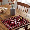 Jogo Americano de Natal Amazon Transfronteiriço Descartável Preto e Branco Xadrez Floco de Neve Guardanapo de Papel Jogo de Mesa Cozinha Sala de Estar Pacote