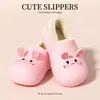 Pantuflas de Algodón de Conejito para Mujer, Nuevo Estilo Invierno 2026, Antideslizantes Impermeables para Interior del Hogar, Pantuflas Calientes de Felpa con Forro de Terciopelo