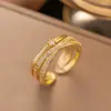 Anillo de Zirconia Micropavimentada Nuevo Transfronterizo Celebridad de Internet para Mujer, Anillo de Dedo Índice de Lujo Ligero de Moda de Gama Alta para Mujer con Apertura Ajustable