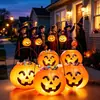 Balde de abóbora de Halloween, balde de abóbora portátil com luz, decoração de luz de abóbora brilhante, balde portátil de doces de abóbora com luz quente para comércio exterior