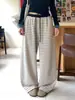 Pantalones casuales retro de rayas de pierna ancha para mujer, nuevo estilo otoño 2026, de cintura alta, holgados, adelgazantes, fluidos, casuales
