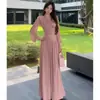 Estilo Coreano Maduro Sexy Malla Cuello en V Manga Larga Otoño 2026 Nuevo Cintura Alta Plisado Falda Larga Conjunto de Dos Piezas