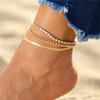 Moda europea y americana tobillera multicapa para mujer, conjunto combinado, accesorios para el tobillo, venta al por mayor, transfronterizo, simple, de playa, tobillera de mariposa