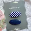 Grampo de Cabelo com Franja Xadrez Azul Marinho Estilo Retrô Grampo Lateral Estampa de Leopardo Grampo de Cabelo Bico de Pato para Franja Feminina