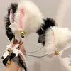 Diadema de Orejas de Gato Blanco para Mujer Otoño e Invierno Felpa Negro Sexy Diadema de Gato Lazo para el Cabello Salida Combinación con Todo Tocado Pinza para el Cabello