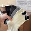 Calcetines Dulces con Lazo para Mujer, Nuevos Calcetines de Algodón Peinado de Punto Medio con Lunares Estilo Japonés de Otoño, Calcetines con Volantes de Encaje para Niña