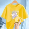2053 # Camiseta de Manga Corta para Niñas 2025 Nueva Ropa de Verano Ropa de Verano Suelta de Algodón para Niños Ropa para Niños Tallas Mediana y Grande Tops para Niñas