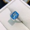 Anillo Popular de Topacio Natural al por Mayor de Fábrica Plata S925 Incrustado Piedra Principal 7*9 Joyería de Lujo Venta Directa de Fábrica
