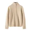 Cárdigan de Cachemir para Mujer 100% Cachemir Puro Marca de Alta Gama Casual Holgado Engrosado Cuello Alto Abotonado Suéter de Punto Chaqueta