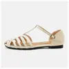 Sandalias Planas de Punta Abierta Tejidas para Mujer Verano Ropa Exterior 2026 Nuevos Zapatos Romanos Transpirables de Una Correa Moda Vacaciones