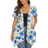 2026 Nuevo Cortavientos Cardigan Estilo Resort Costero Impreso en 3D para Mujer, Verano Manga Corta Holgado, Cubre Traje de Playa Adelgazante, Gama Alta