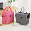 Bolsa Térmica Portátil Transfronteiriça com Duplo Bolso Bolsa Térmica para Almoço com Folha de Alumínio Espessada com Bolsa para Refeição de Arroz Lancheira Bolsa Térmica