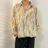 Camisa de hadas para hombre Primavera y Otoño divertida camisa estampada para hombre manga larga estilo Hong Kong suelta moda casual abrigo japonés