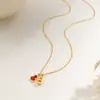 Lele Jewelry Lujo Ligero Gama Alta Concha Roja Calabaza Collar Estilo Chino Retro Cadena para Clavícula Esmalte Rojo Joyería de Diseñador