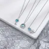 Cadena para Clavícula Aurora del Círculo Azul para Mujer, Estilo Coreano, Incrustada de Diamantes, Collar Corto Fresco Estilo Japonés, Collar de Planeta