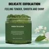 Esfoliante de chá verde e cúrcuma para banho, espuma de banho esfoliante, sal esfoliante para rejuvenescimento e hidratação da pele, sal marinho