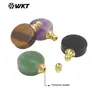 WT-P1982 Piedra Multicolor Amatista Obsidiana Gema Diseño de Frasco de Perfume Colgante Redondo Accesorios de Joyería
