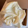 Pijama de tirantes a cuadros amarillo dulce para mujer, shorts de tirantes de verano, conjunto de encaje, estilo coreano, estilo simple, ropa de casa que se puede usar afuera