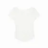 Camiseta Blanca de Manga Corta Ajustada Elsissi para Mujer, Nuevo Diseño Verano 2026, Top Elegante y Versátil con un Escote Único