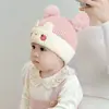 Gorro de Punto Otoño Invierno para Bebé Lindo Pompón Orejera Gorro para Bebé Pequeño Niños Niñas Engrosado Cálido Oso Pequeño Dibujos Animados Lana