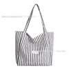 Bolso de Lona Rayado, Estilo Coreano, Estilo Relajado, Gran Capacidad, Bolso de Hombro Casual, Bolso de Mano, Bolso para Mujer, Bolso Tote Versátil para el Trabajo