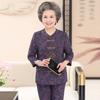 Traje de Dos Piezas de Verano para Mujeres de Mediana Edad y Mayores Mangas Tres Cuartos 60-70-80 Años Abuela Traje de Algodón y Seda Ropa para Mayores