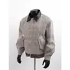Jaqueta Harrington Retrô Americana com Painéis de Pied-de-Poule Masculina de Alta Qualidade com Gola Design Casual
