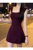 Vestido morado elegante para mujeres petite, corte A, entallado en la cintura, ajustado, sexy, vestido de tirantes único