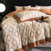 Conjunto de Cuatro Piezas de Polar Térmico Volcán de Nueva Generación 100% Algodón Otoño e Invierno Funda de Edredón Térmica con Diseño de Botones Ropa de Cama 100% Algodón