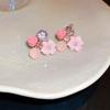 Brincos de Franja Flor Rosa Prata Estilo Festivo Verão Doces Delicados Brincos Pequenos Frescos com Senso de Design para Mulheres