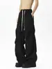 Pantalones Casuales Negros Plisados para Hombre, Pantalones de Alta Gama Estilo Americano para Primavera y Otoño, Pantalones Sueltos de Pierna Recta High-Street