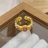 Anel Aberto Flor Borboleta Esmaltado Colorido Vintage para Mulheres, Anel de Luxo Leve de Nicho Retrô