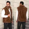 Moda Casual Europeia e Americana Transfronteiriça Gola Alta Masculina Jaqueta de Pele Sintética Top Colete Colete Pele Quente e Proteção Contra Frio
