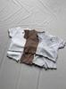 Ins Estilo Coreano Borde Rizado Borde de Oreja Top de Cuello Redondo Blanco Cremoso Traje de Shorts Ropa para Niños y Niñas para Hombre y Mujer Estilo Verano Combinable
