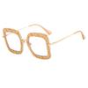 Nuevos lentes anti luz azul para mujer, de moda, con contraste de color, montura grande, montura de moda europea y americana, lentes planos, montura de gafas transfronteriza