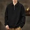 Al por mayor transfronterizo estilo japonés duradero cuello solapa media cremallera interior manga larga polo para hombre sudadera de otoño top casual
