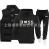 Conjunto de Três Peças de Algodão para Outono e Inverno, Melhor Venda na Europa e América, Conjunto Quente com Forro de Fleece e Logo Estampado para Casais (Coletes, Moletons e Calças de Moletom)